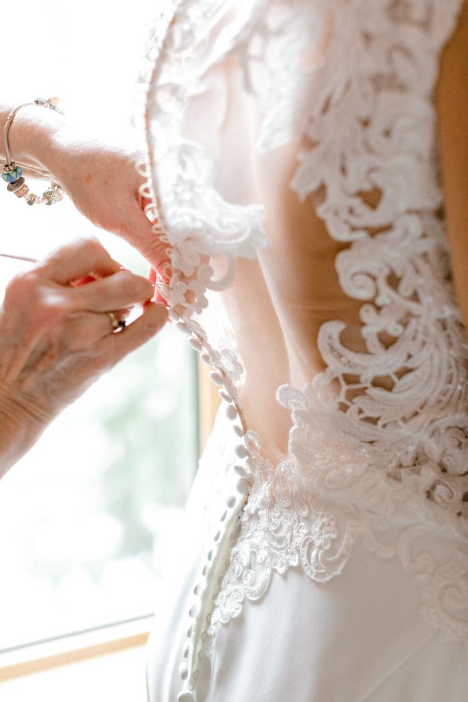 Lace wedding dress details