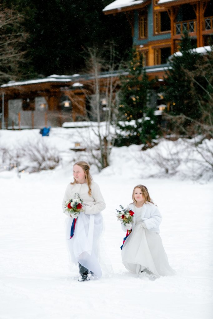 winter flower girls at Whister wedding