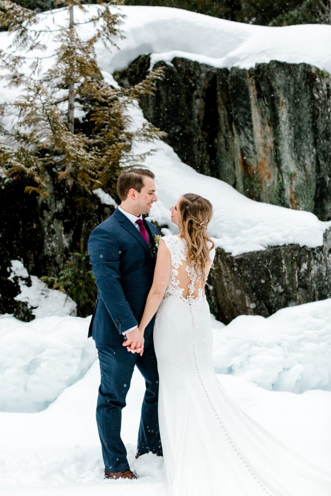 Winter wedding in Whistler bride and groom