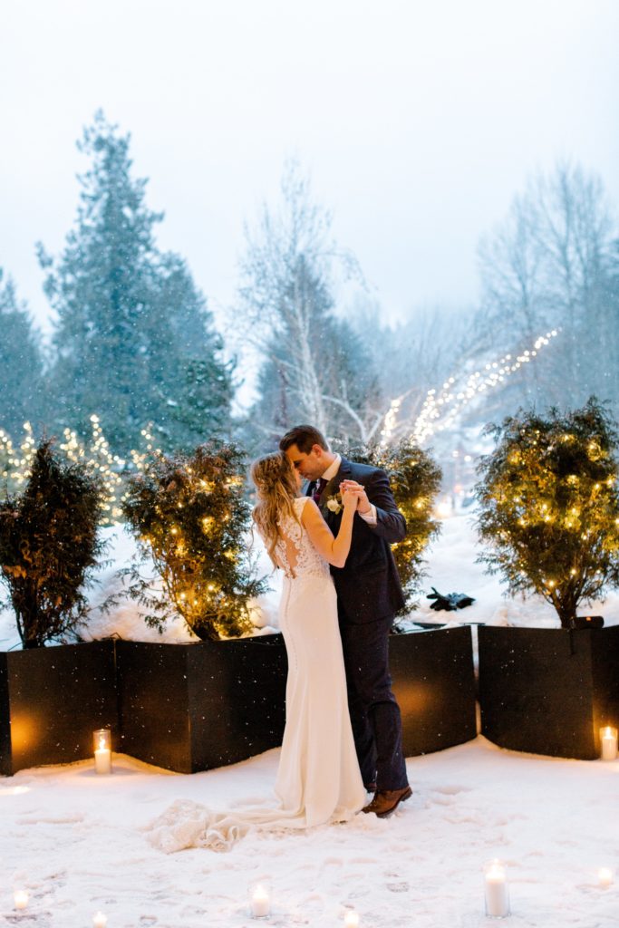 First dance at winter wedding in Whistler